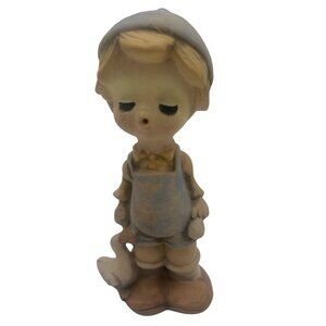 UCTCI Boy Figurine Duck Closed Eyes Made in Japan